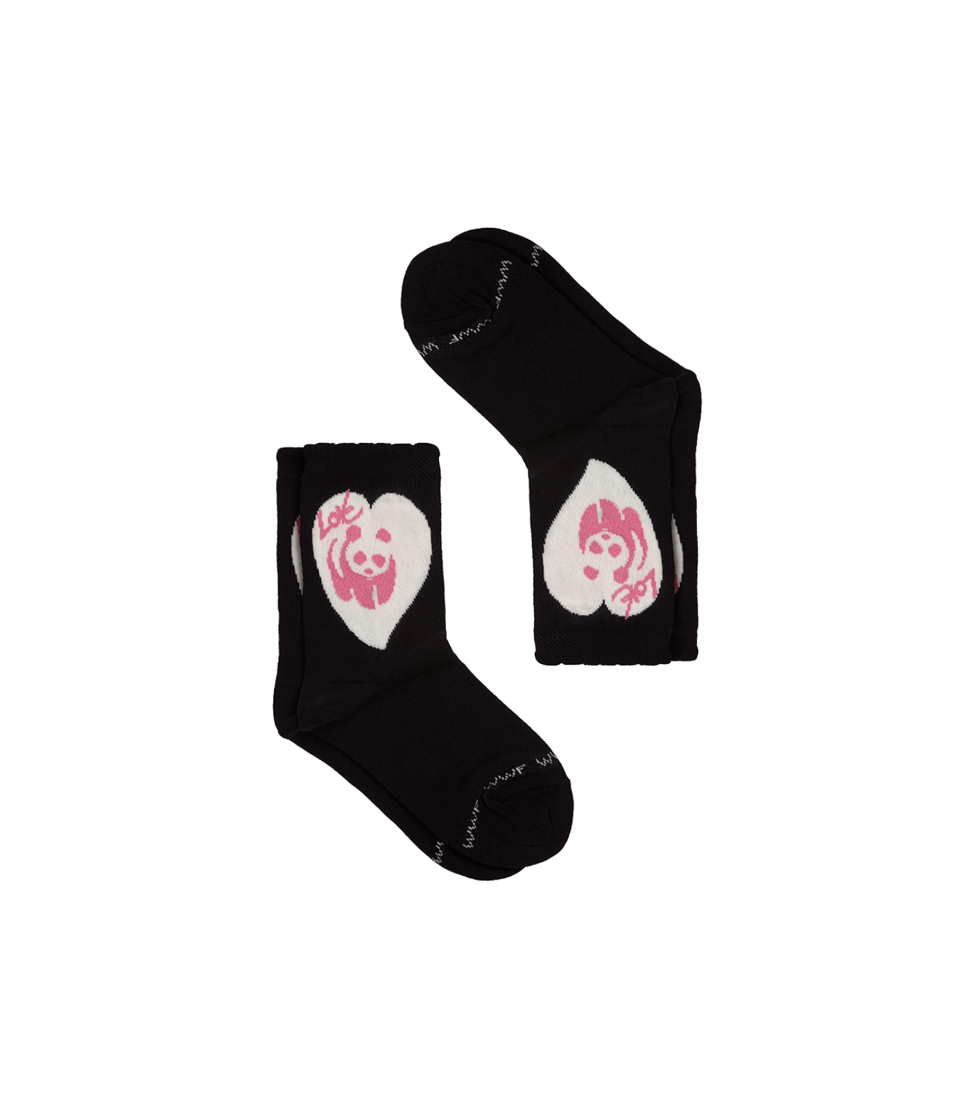 doa Panda - Kalp Desenli Organik Pamuklu Soket Çorap - doashop