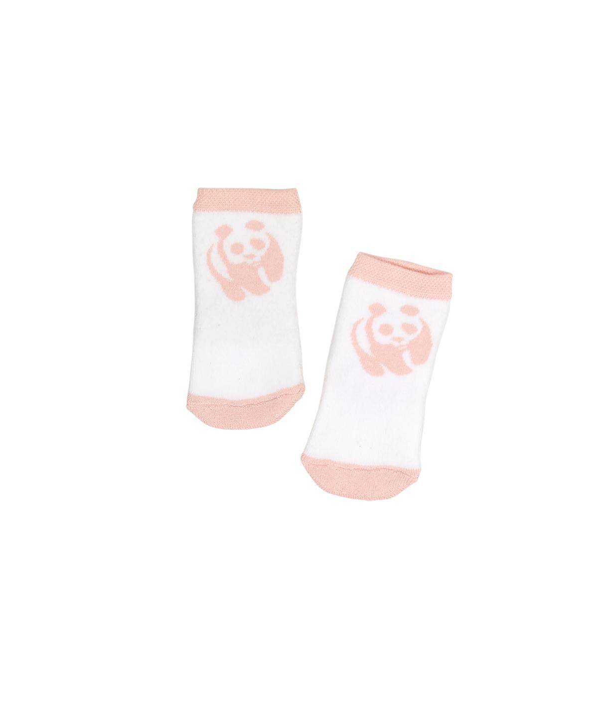 Ekruli Organik Pamuklu Bebek Çorabı - Panda - doashop